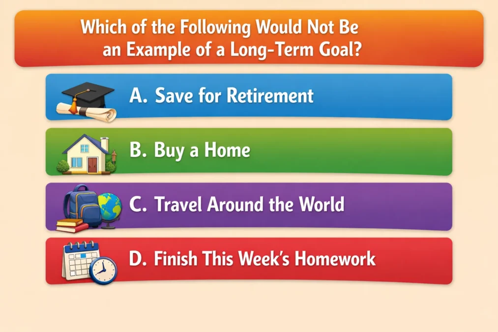 Which of the Following Would Not Be an Example of a Long-Term Goal? 2 task 01kkr0tcevfyhay7401mq48epx 1773553947 img 0