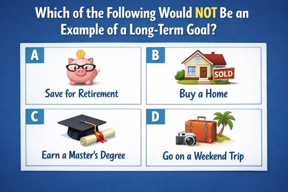 Which of the Following Would Not Be an Example of a Long-Term Goal? 1 Which of the Following Would Not Be an Example of a Long-Term Goal?